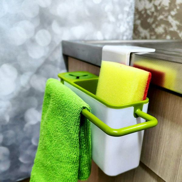 Держатель - органайзер кухонный для губки, моющего на раковину Kitchen Shelf / Полка подвесная продажа и отгрузка коробками кор/96 шт